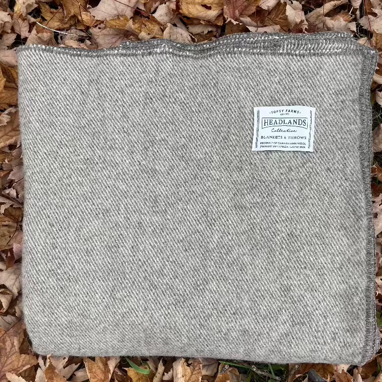 Topsy Farms' grey Canadian wool blanket