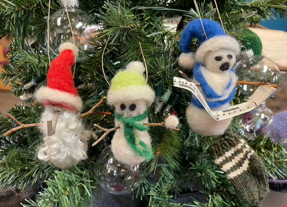 Topsy Farms' handmade unique wool snow people ornaments